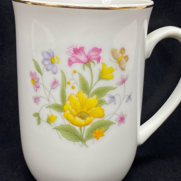Vintage Coffee Mug Tea Cup Spring Flower Garden Butterfly Norleans Japan - Picture 2 of 12